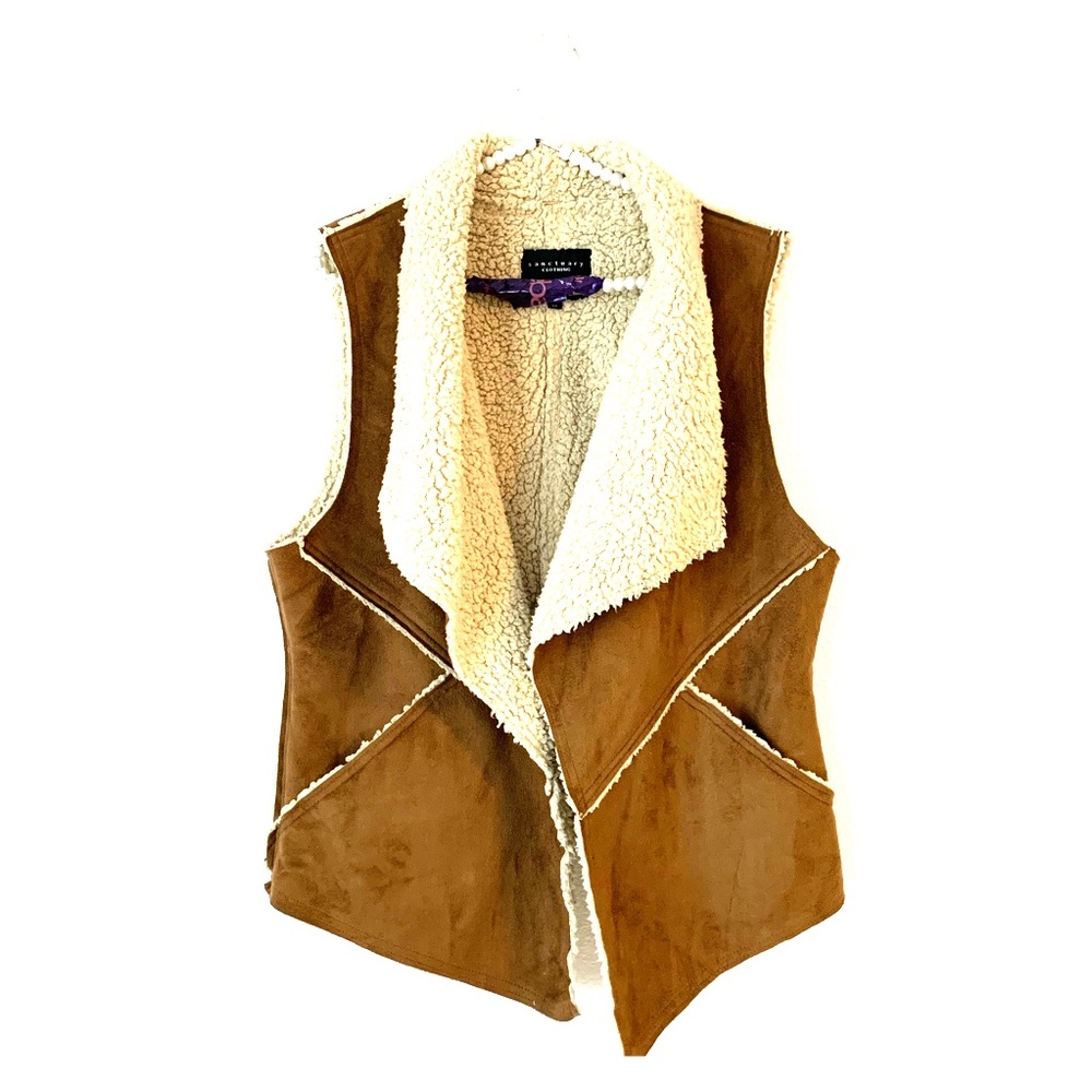 Sanctuary Sherpa XL Cognac Faux Suede Vest